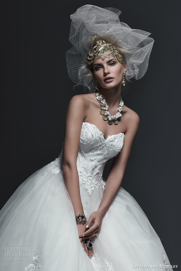 sottero and midgley bridal fall 2015 2016 dawnelle strapless ball gown wedding dress lightweight tulle lace swarovski crystals pearls bodice close up sottero and midgley bridal fall 2015 2016 dawnelle strapless ball gown wedding dress lightweight tulle lace swarovski crystals pearls bodice close up