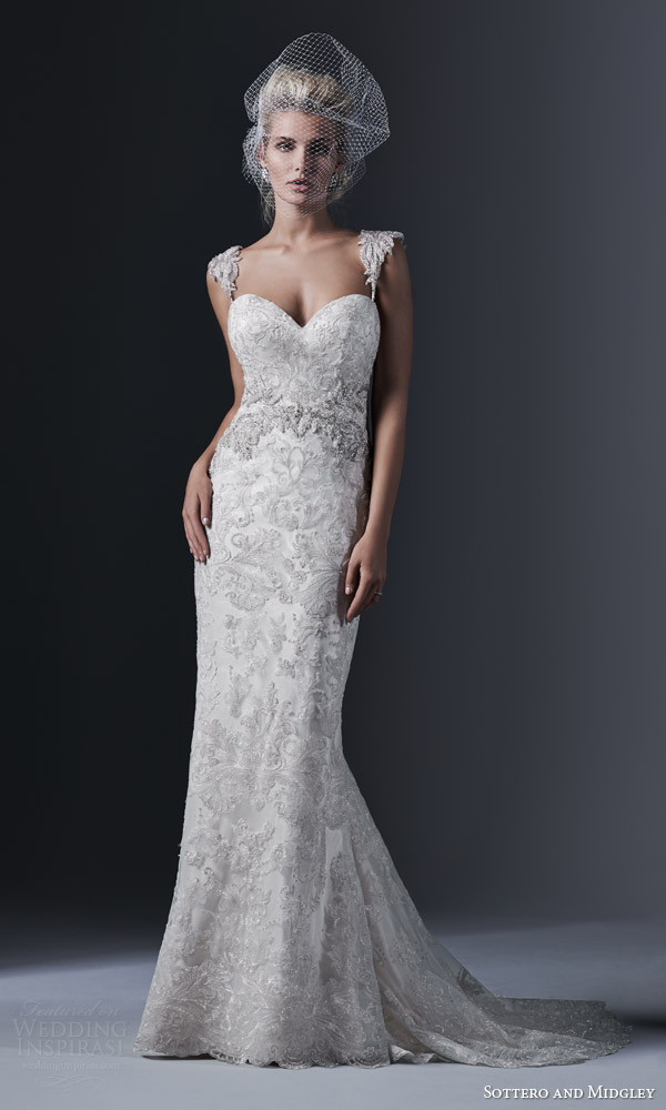 sottero and midgley bridal fall 2015 2016 demetria strapless tulle lace sheath wedding dress swarovksi crystal separate cap sleeves sottero and midgley bridal fall 2015 2016 demetria strapless tulle lace sheath wedding dress swarovksi crystal separate cap sleeves
