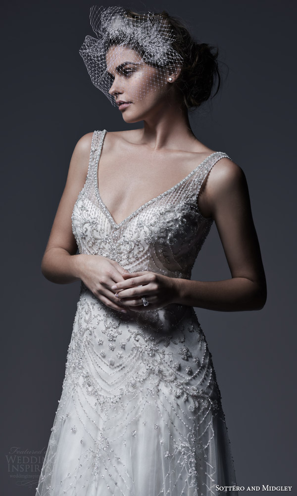 sottero and midgley bridal fall 2015 2016 gwyneth vintage glamour style wedding dress sleeveless pearl swarovski crystal beading close up sottero and midgley bridal fall 2015 2016 gwyneth vintage glamour style wedding dress sleeveless pearl swarovski crystal beading close up