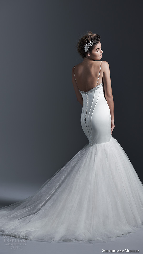 sottero and midgley bridal fall 2015 2016 spagetti strap sweetheart neckline bustier bodice mermaid wedding dress kenley back