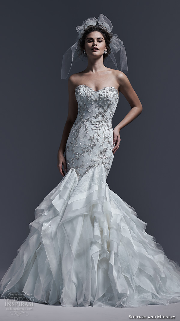 sottero and midgley bridal fall 2015 2016 strapless sweetheart neckline beaded crystals bodice mermaid wedding dress althea