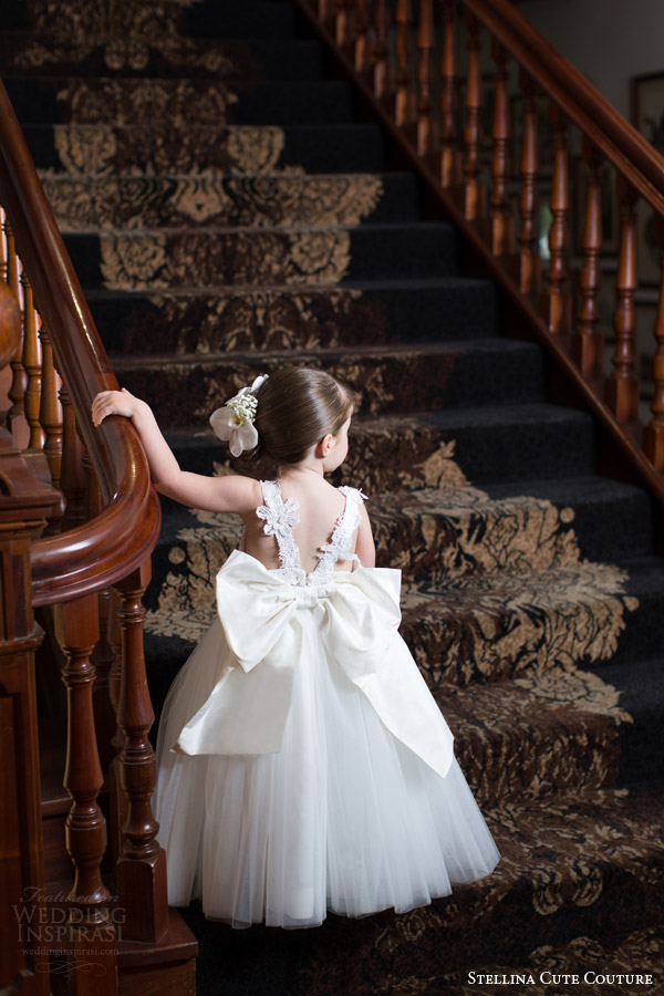 stellina cute couture 2015 2016 adorable designer baby toddler flower girl dress children attendant bridal party back view bow