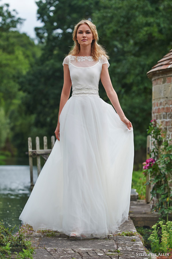 stephanie allin bridal 2016 dominique illusion shrug top tulle skirt