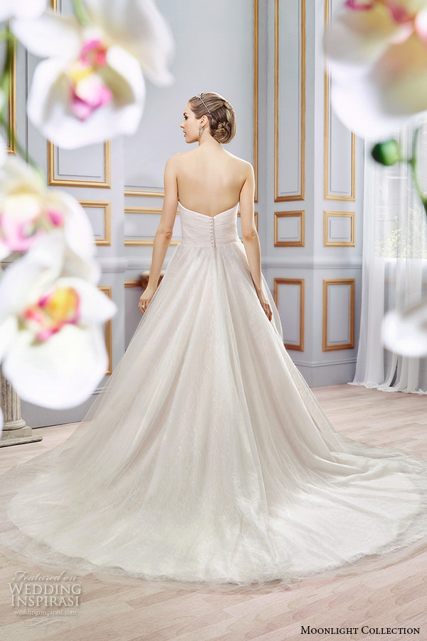 Moonlight collection spring 2016 wedding dresses pretty a line gown strapless sweetheart neckline j6393 back