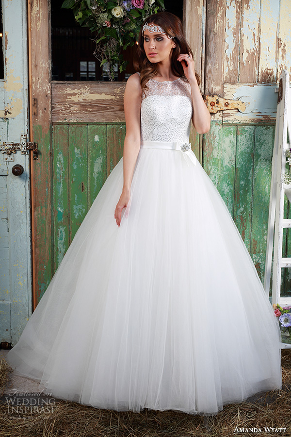 amanda wyatt 2016 bridal dresses beautiful a  line ball gown jewel neckline sleeveless sequins bodice tulle skirt luna