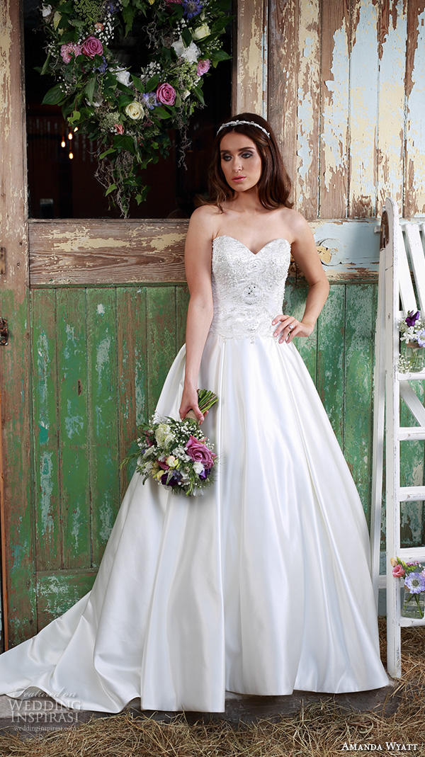 amanda wyatt 2016 bridal dresses beautiful a  line wedding dress strapless sweetheart neckline lace embroidery saphire