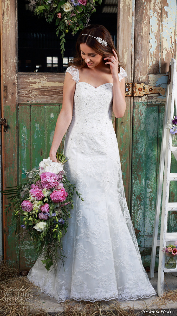 amanda wyatt 2016 bridal dresses beautiful fit flare trumpet wedding dress cap sleeves sweetheart neckline ophelia