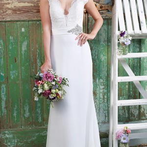 amanda wyatt 2016 bridal dresses beautiful sheath wedding dress cap sleeves scallop v neckline lace bodice with belt style hermione