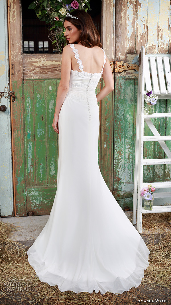 amanda wyatt 2016 bridal dresses elegant sheath wedding dress lace strap straight across neckline rochelle  