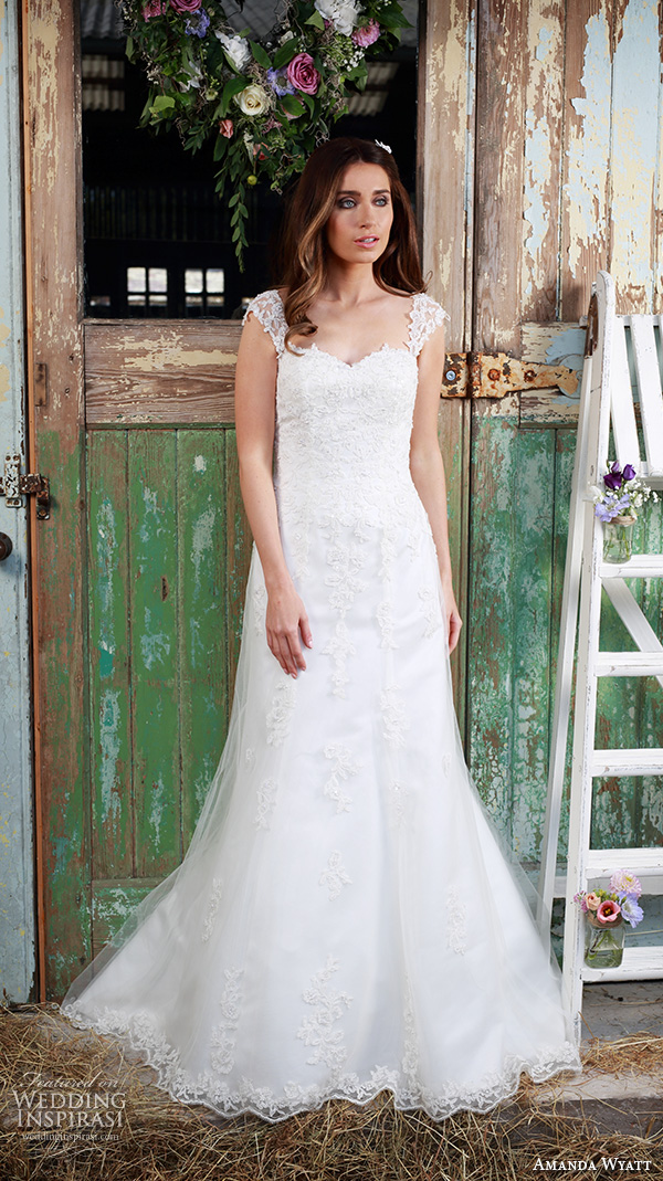 amanda wyatt 2016 bridal dresses pretty a  line wedding dress thick lace strap sweetheart neckline style adore