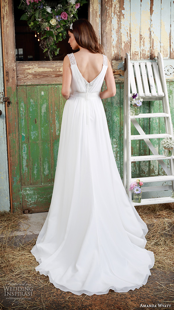 amanda wyatt 2016 bridal dresses pretty sheath wedding dress v neckline sleeveless beaded style leanne v back