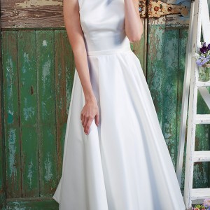 amanda wyatt 2016 bridal dresses pretty tea length short wedding dress boat neckline satin simple style aria