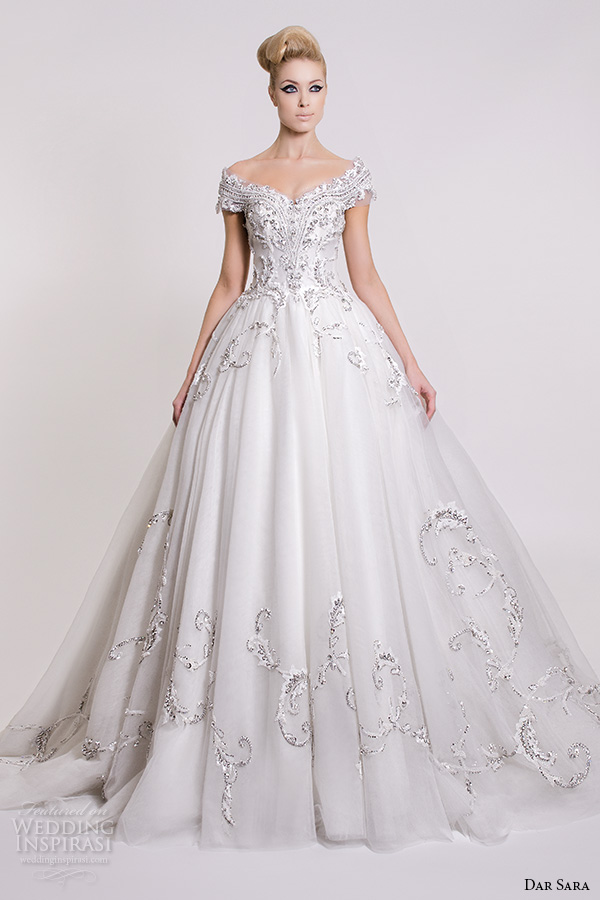 dar sara bridal 2016 wedding dresses beautiful a line ball gown off the shoulder neckline embroidered bodice