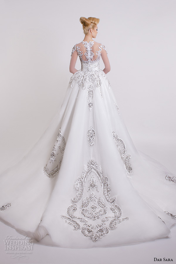 dar sara bridal 2016 wedding dresses stunning illusion back embellished beaded crystals a line ball gown