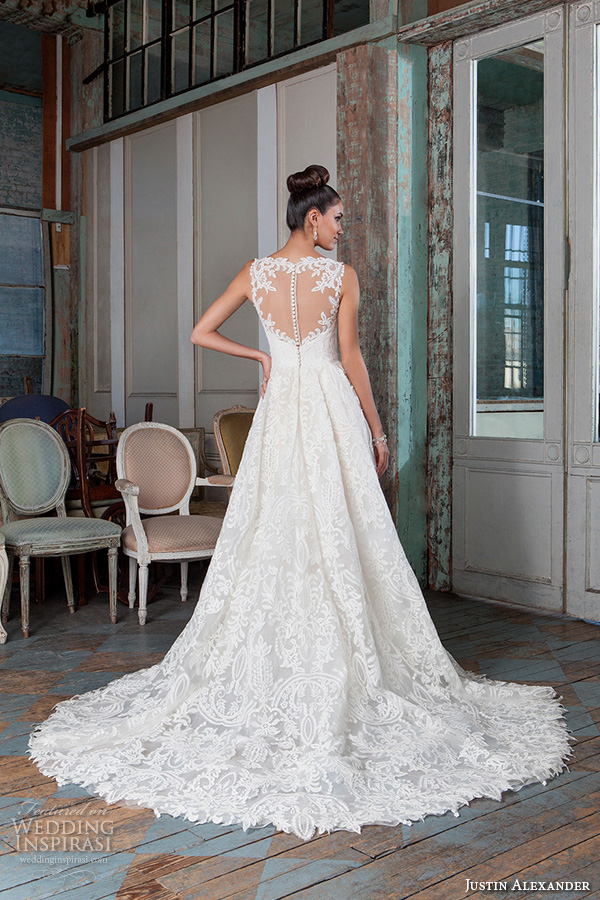 justin alexander signature spring 2016 beautiful a line high low mullet wedding dress illusion sweetheart neckline lace embroidery gown 9818 sheer keyhole back