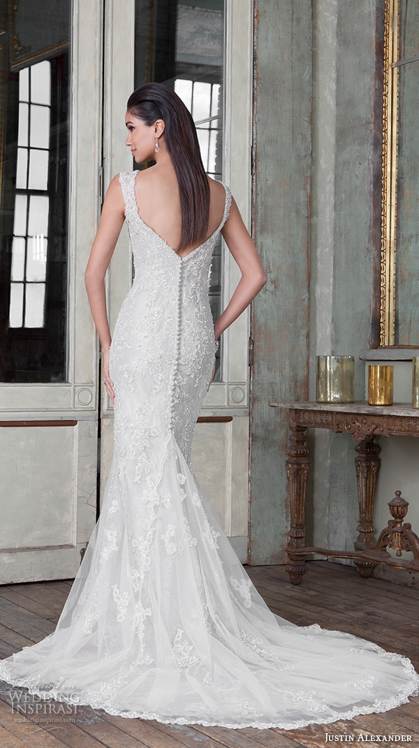 justin alexander signature spring 2016 beautiful mermaid wedding dress fit flare trumpet sweetheart neckline beaded embroidery 9810 v back