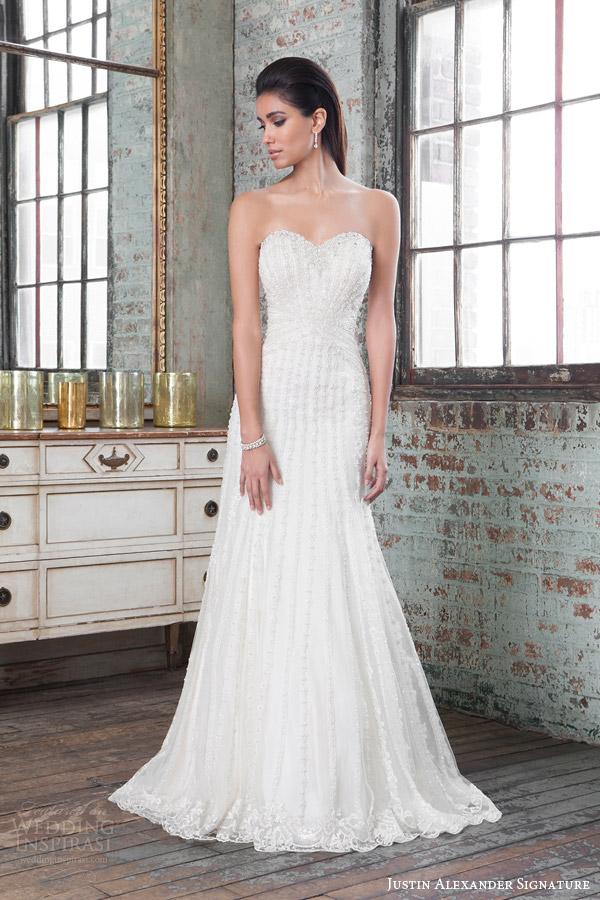 justin alexander signature spring 2016 glamorous beaded strapless wedding dress sweetheart neckline style 9803