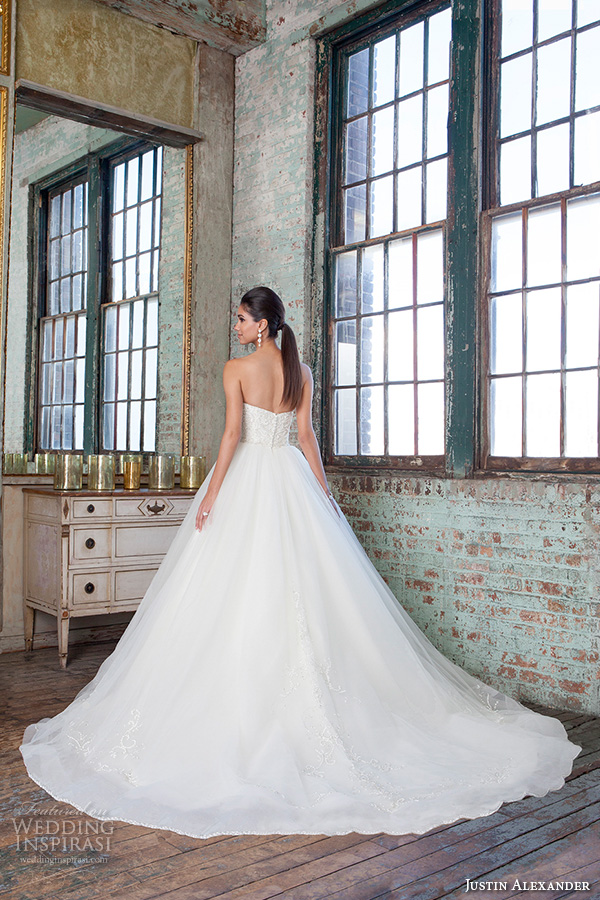 justin alexander signature spring 2016 gorgeous wedding ball gown strapless beaded embroidery bodice 9811 back view