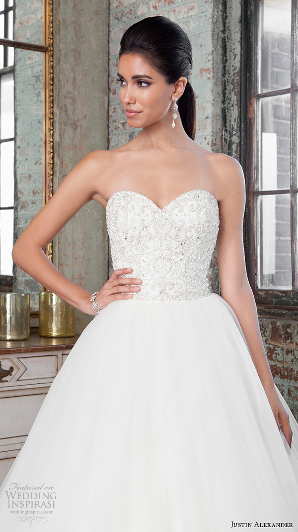 justin alexander signature spring 2016 gorgeous wedding ball gown strapless beaded embroidery bodice 9811 closeup