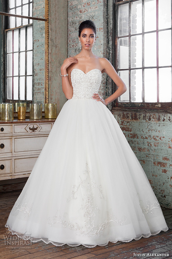 justin alexander signature spring 2016 gorgeous wedding ball gown strapless beaded embroidery bodice 9811