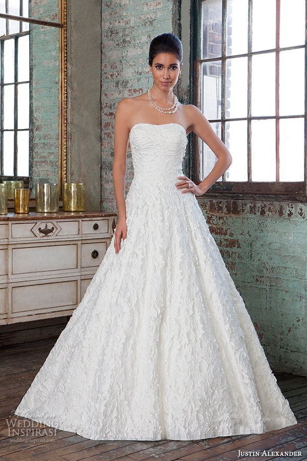 justin alexander signature spring 2016 pretty a line wedding dress straight across neckline lace applique gown 9816