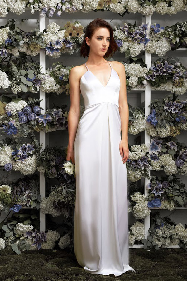lakum bridal 2015 2016 exclusive wedding dress kleinfeld michelle sleeveless liquid dual faced satin gown
