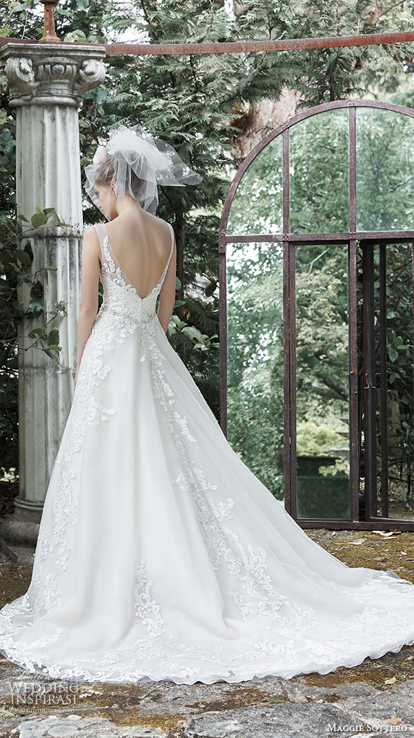 maggie sottero fall 2015 wedding dresses beautiful a line ball gown lace strap v neckline embroidered bodice sybil back