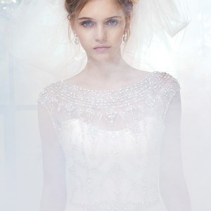 maggie sottero fall 2015 wedding dresses beautiful a line gown bateau beaded jeweled neckline cap sleeves crystal embellishment bodice  leandra