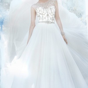 maggie sottero fall 2015 wedding dresses beautiful a line gown bateau beaded jeweled neckline cap sleeves crystal embellishment bodice  leandra full