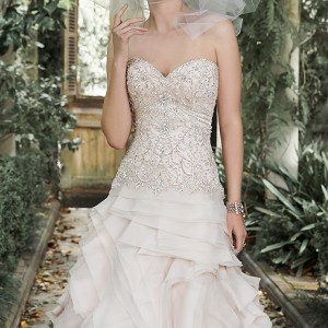 maggie sottero fall 2015 wedding dresses beautiful a line gown strapless sweetheart neckline crystals embroidery drop waist  tiffany closeup