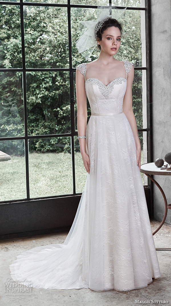 maggie sottero fall 2015 wedding dresses beautiful a line gown sweetheart neckline satin belt alanis