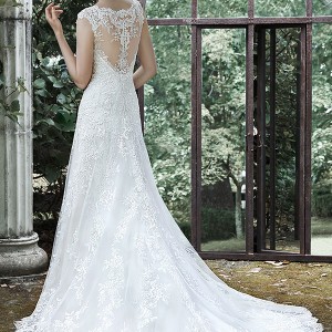 maggie sottero fall 2015 wedding dresses beautiful modified a line gown thick lace strap v neckline lace crystal pearl tulle skirt katiya back