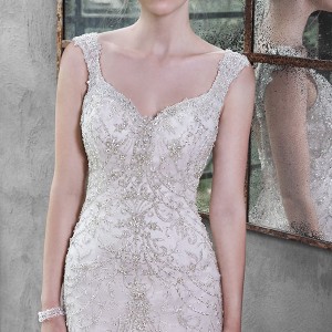 maggie sottero fall 2015 wedding dresses beautiful trumpet gown fit flare mermaid crystal beaded strap sweetheart neckline melissa closeup