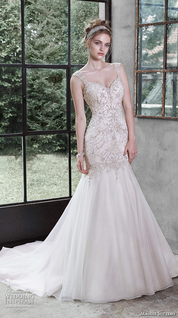 maggie sottero fall 2015 wedding dresses beautiful trumpet gown fit flare mermaid crystal beaded strap sweetheart neckline melissa