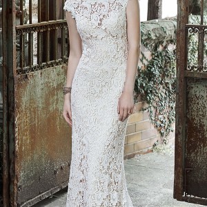 maggie sottero fall 2015 wedding dresses gorgeous stunning sheath gown jewel neckline cap sleeves trudy