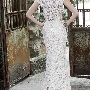 maggie sottero fall 2015 wedding dresses gorgeous stunning sheath gown jewel neckline cap sleeves trudy back
