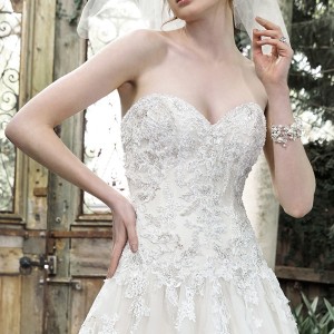 maggie sottero fall 2015 wedding dresses pretty a line bridal ball gown detachable straps strapless sweetheart neckline  lace pearl embellishment dallsandra closeup