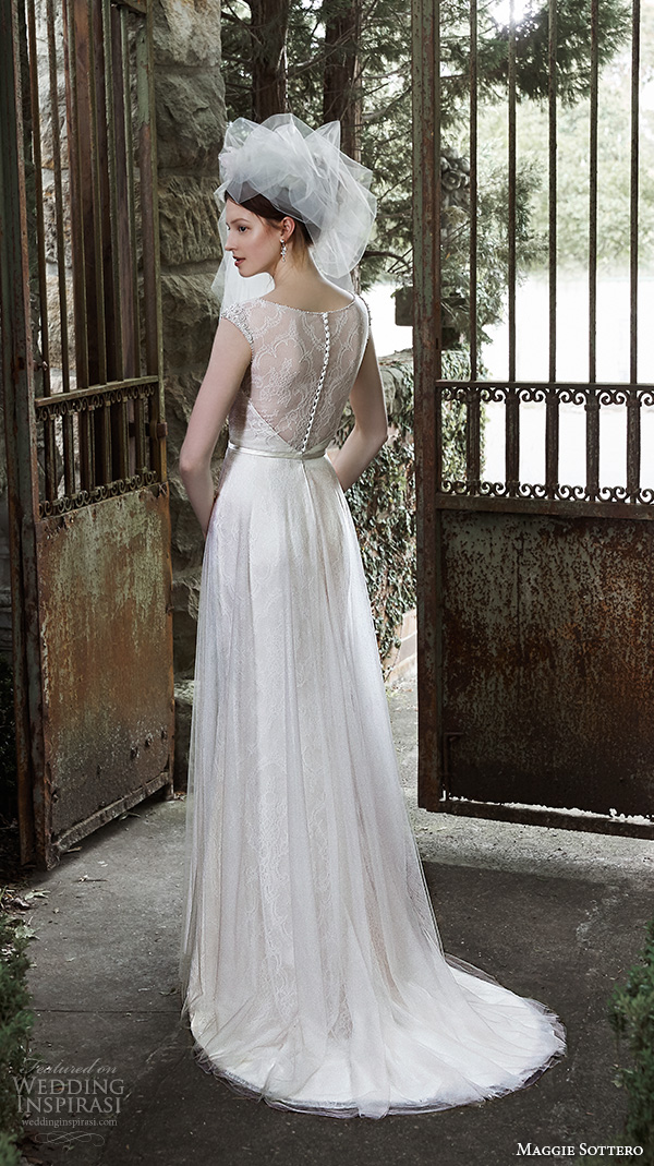 maggie sottero fall 2015 wedding dresses pretty modified a line gown sheer sweetheart neckline cap sleeves cambridge back