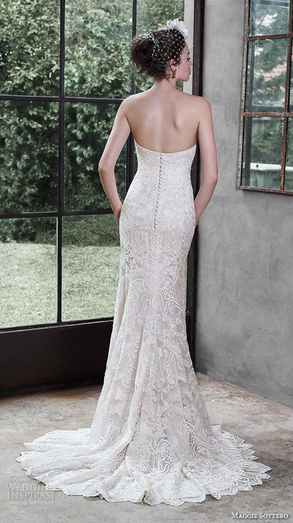 maggie sottero fall 2015 wedding dresses romantic fit flare gown mermaid strapless sweetheart neckline lace embroidery fredricka backup