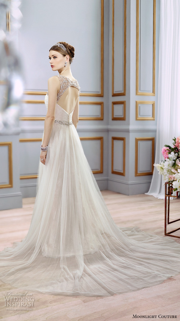 moonlight couture spring 2016 wedding dresses modified a line gown sleeveless beaded strap scoop neckline tulle skirt h1294 back