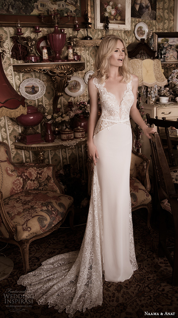 naama anat fall 2016 bridal dresses beautiful sheath wedding dress lace strap v neckline lace bodice style gorgeous