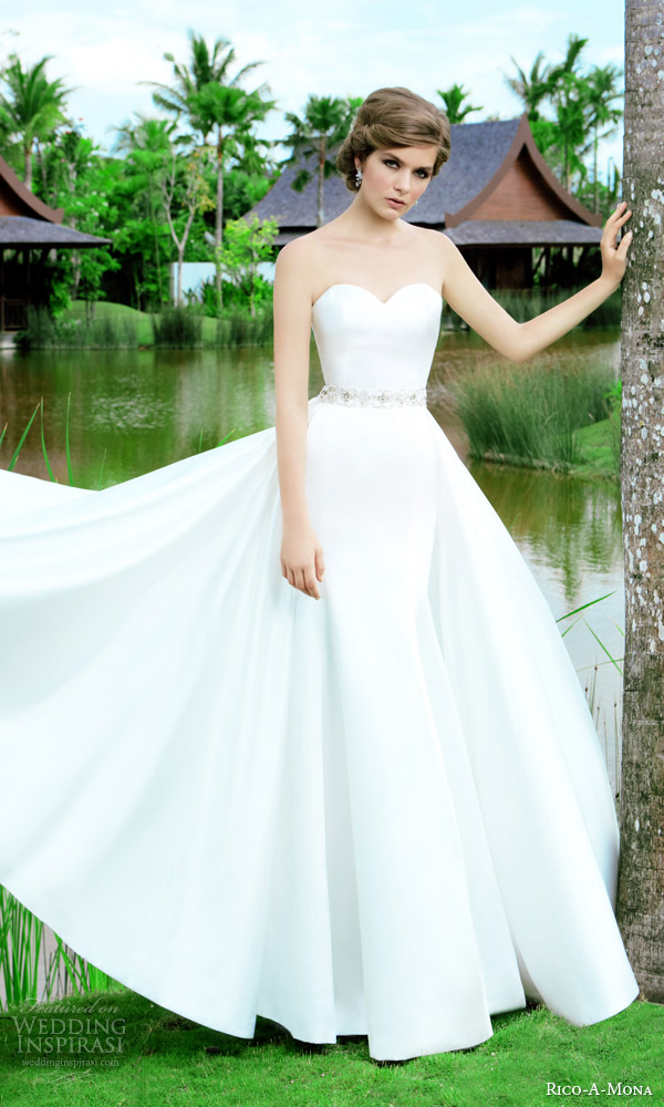 rico a mona 2015 resort collection strapless sweetheat wedding dress a line ball gown overskirt belt