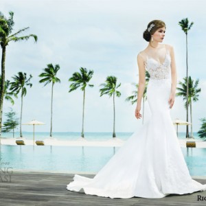 rico a mona bridal resort 2015 sleeveless sheath sexy wedding dress with illusion strap