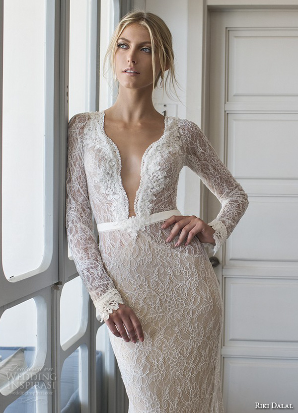riki dalal 2015 valencia wedding dresses lace long sleeves deep plunging neckline stunning gorgeous lace throughout sheath mermaid gown keyhole back riki dalal 2015 valencia wedding dresses lace long sleeves deep plunging neckline stunning gorgeous lace throughout sheath mermaid gown keyhole back