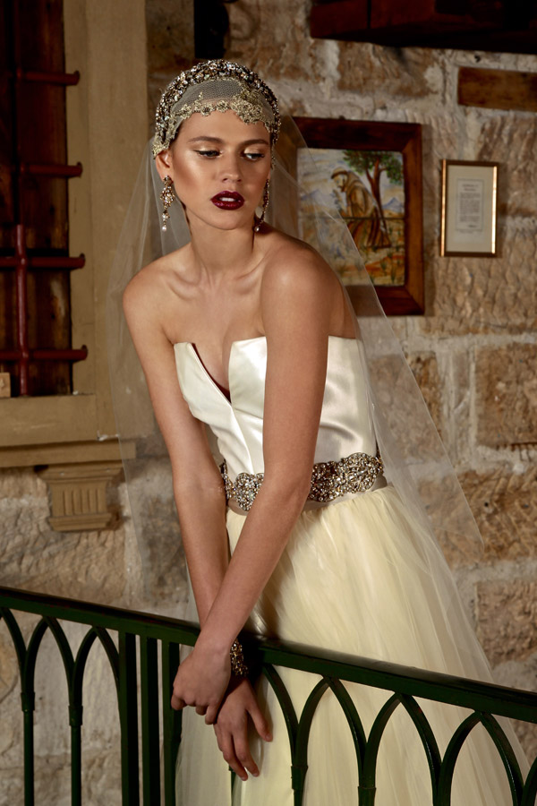 the bridal bazaar showcase australian designer couturier strapless wedding dress juliet cap