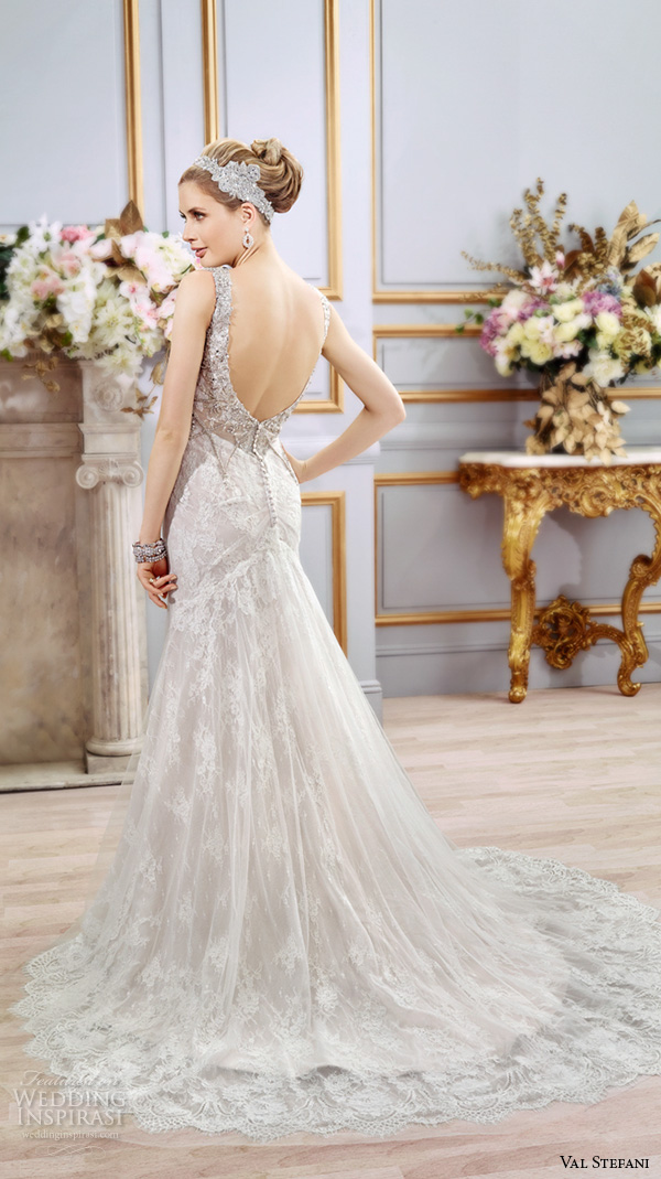 val stefani spring 2016 wedding dresses fit flare trumpet elegantl mermaid gown jeweled strap sweetheart neckline crystal beaded bodice b8105 low back