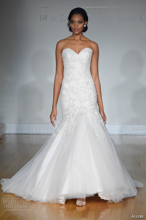 allure bridals new york bridal fashion week 2015 beautiful mermaid wedding dress beaded crystals strapless sweetheart neckline