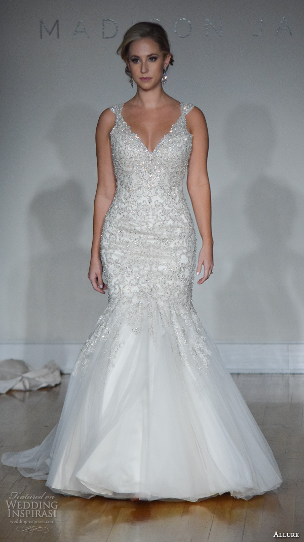 allure bridals new york bridal fashion week 2015 beautiful mermaid wedding dress beaded crystals v neckline