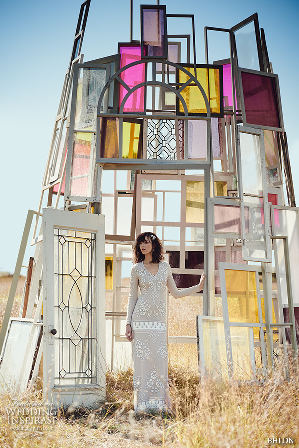 bhldn fall 2016 bridal dresses gorgeous long sleeves v neckline nude color sheath wedding dress floral embroidery style lake gown bhldn fall 2016 bridal dresses gorgeous long sleeves v neckline nude color sheath wedding dress floral embroidery style lake gown