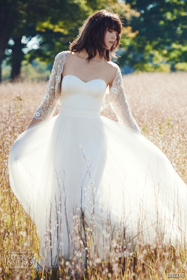 bhldn fall 2016 bridal dresses pretty strapless flowy sheath wedding dress with lace floral applique bolero jacket full view bhldn fall 2016 bridal dresses pretty strapless flowy sheath wedding dress with lace floral applique bolero jacket full view